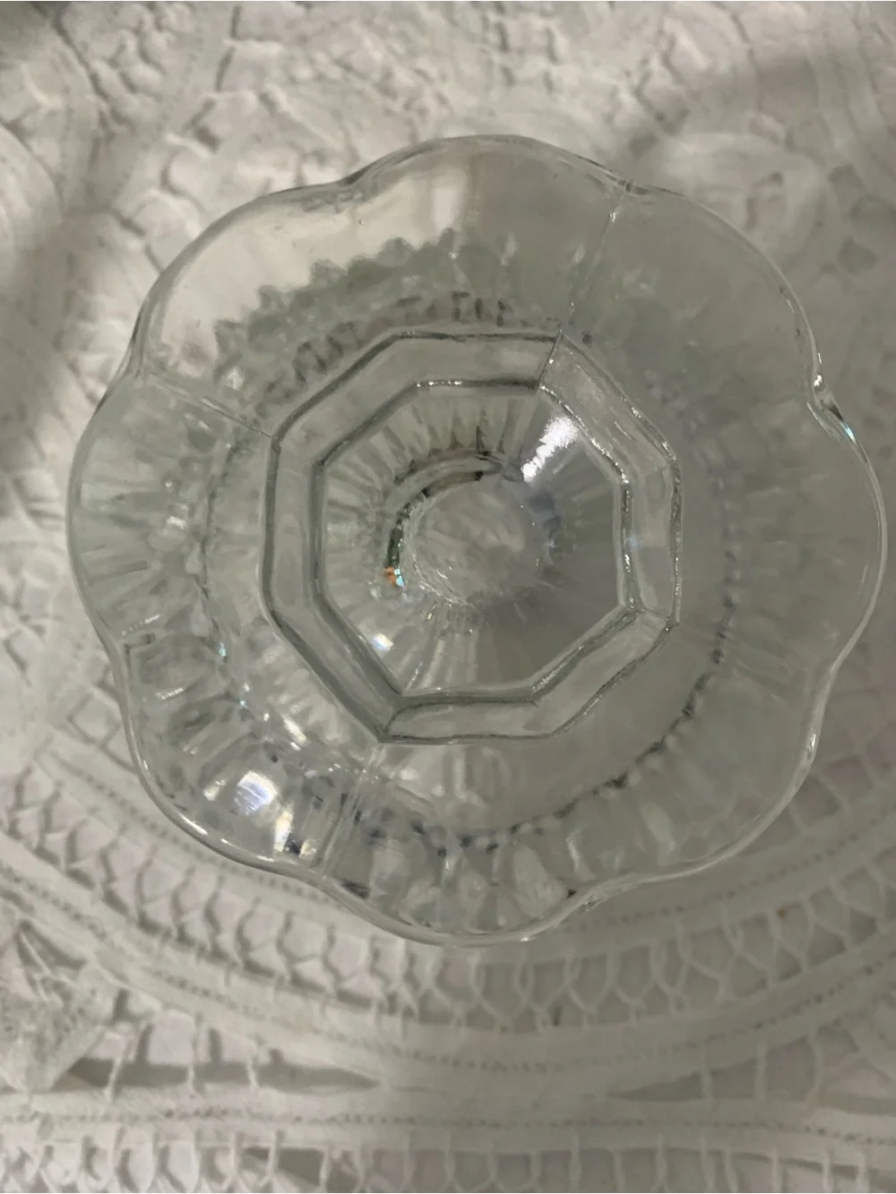 Vintage Indiana Glass Diamond Point Fairy Lamp Clear Base w Original Box